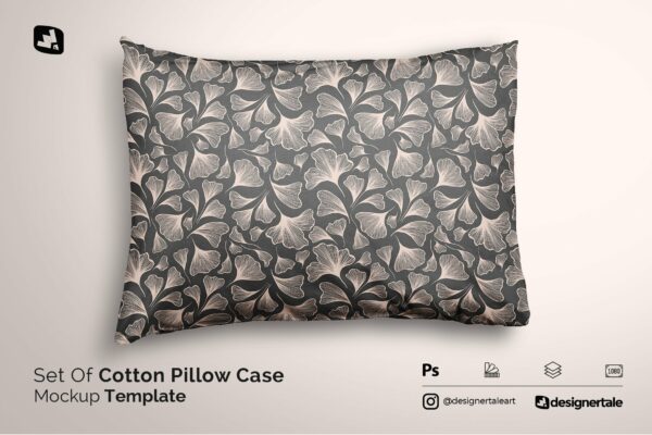 时尚棉料枕头抱枕枕套印花图案设计PS贴图样机模板 Set Of Cotton Pillow Case Mockup