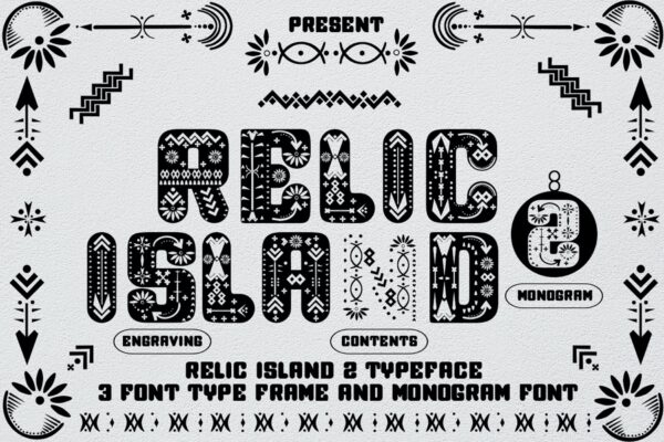 复古海报杂志徽标logo设计衬线英文字体素材 Relic Island 2