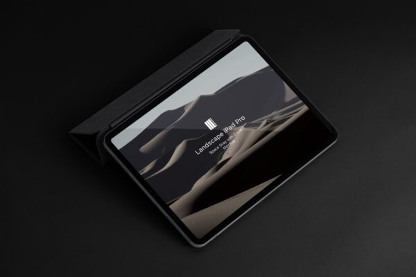 优雅APP界面设计iPad Pro平板电脑屏幕演示样机模板 Landscape Cover Psd iPad Pro Mockup