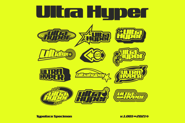 现代时尚标题徽标Logo设计无衬线英文字体素材 Ultra Hyper Display Regular+Italic