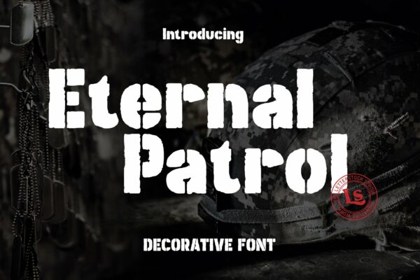 复古做旧海报标题徽标Logo粗体装饰英文字体素材 Eternal Patrol