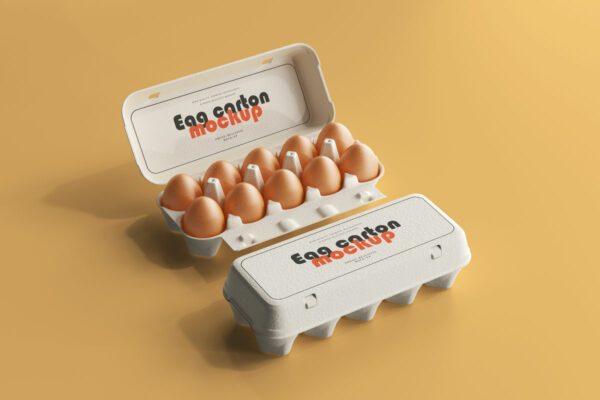 16款时尚鸡蛋托包装盒设计展示样机模板 Egg Carton Mockup