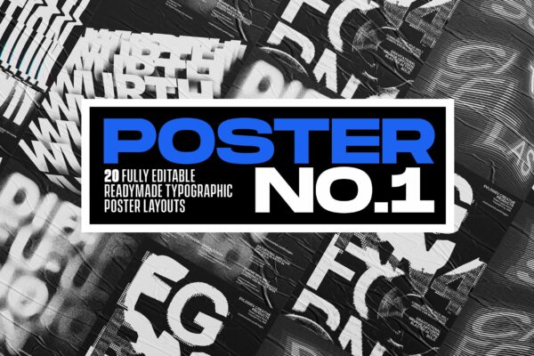 20款创意抽象扭曲主视觉海报标题特效字体设计智能贴图样机模板 Typographic Poster Layouts No.01【268期】