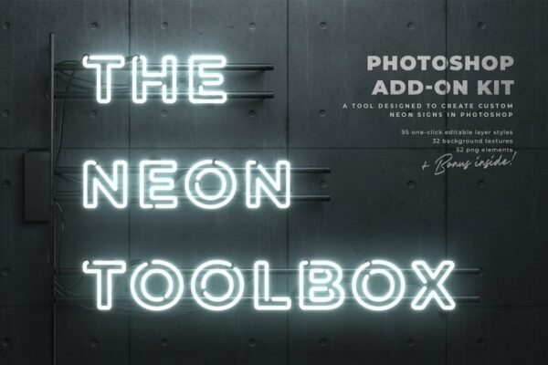 逼真霓虹灯3D效果文字PS图层样式 The Neon Toolbox【第267期】