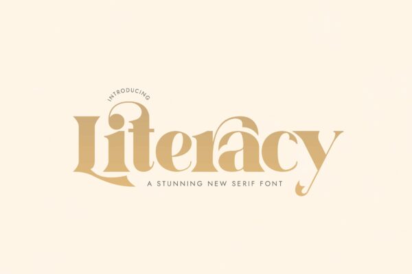 时尚优雅海报标题徽标Logo设计衬线粗体英文字体素材 Literacy Serif Font