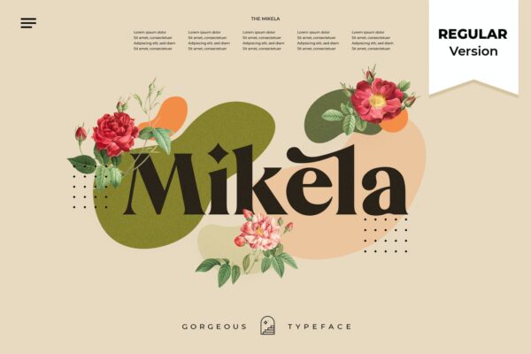 现代奢华品牌Logo杂志海报标题设计衬线英文字体下载 Mikela Regular – Gorgeous Typefaces