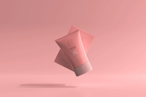 90款时尚化妆品奶油软管包装盒设计贴图样机模板 Cosmetic Cream Tube Mockup 2