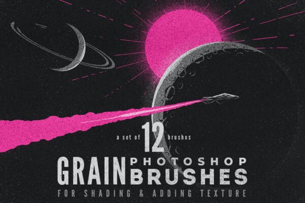 12种粗糙颗粒状PS绘画笔刷 Grain Volume 1 – Photoshop Brushes-第322期-