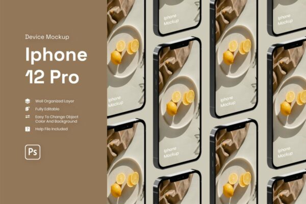 时尚APP应用程序界面设计iPhone 12 Pro屏幕演示样机 Iphone 12 Pro Mockup