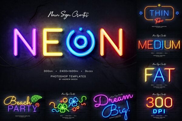 9款炫彩霓虹灯管发光立体字体样式模板 Neon Logo / Text Mockups【第252期】