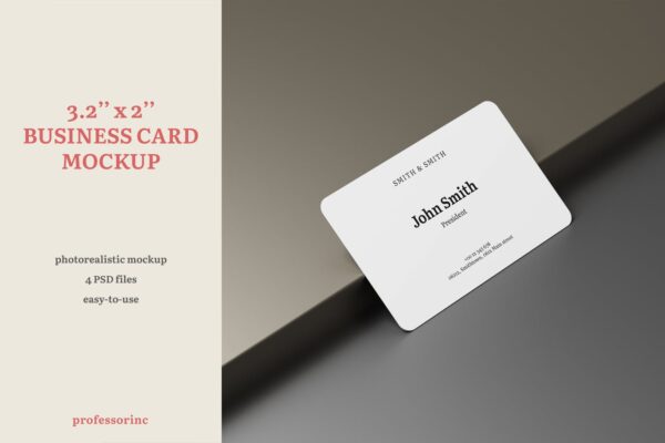 逼真商务名片卡片设计PSD样机模板素材 3.2×2 Business Card Mockup