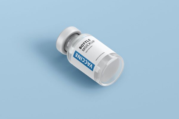 高品质医疗疫苗药瓶设计PS智能贴图样机模板 Vaccine Bottle Mockup