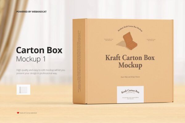 高质量卡夫纸箱设计贴图样机模板 Mailing Kraft Carton Box Mockup