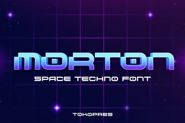 未来科幻杂志海报标题Logo设计无衬线英文字体素材 MORTON – Techno Scifi Font