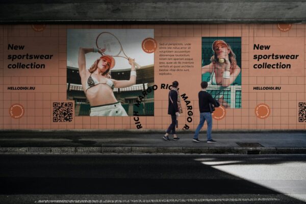 城市街头喷绘广告牌设计贴图样机模板 Street Billboard Mockup