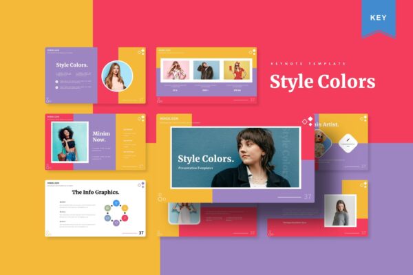 时尚炫彩品牌营销策划提案简报演示文稿设计Keynote模板 Style Colors Keynote Template