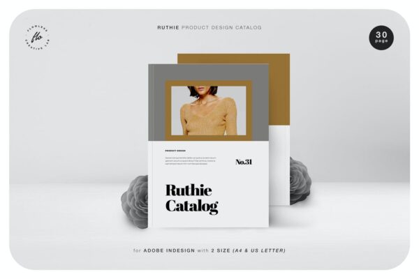 极简摄影作品集产品目录设计INDD画册模板素材 Ruthie Product Design Catalog