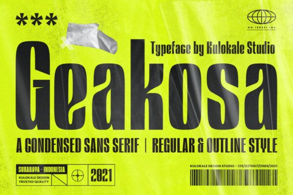 现代潮流海报杂志社交媒体设计无衬线英文字体素材 Geakosa Display Sans Serif