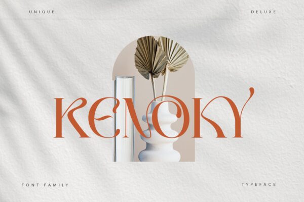 时尚优雅杂志海报徽标logo设计衬线英文字体素材 Kenoky Typeface