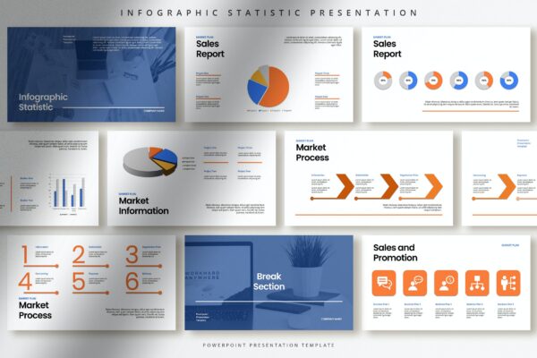 现代企业营销策划提案简报信息图表设计ppt模版 Professional Infographic Statistic Presentati