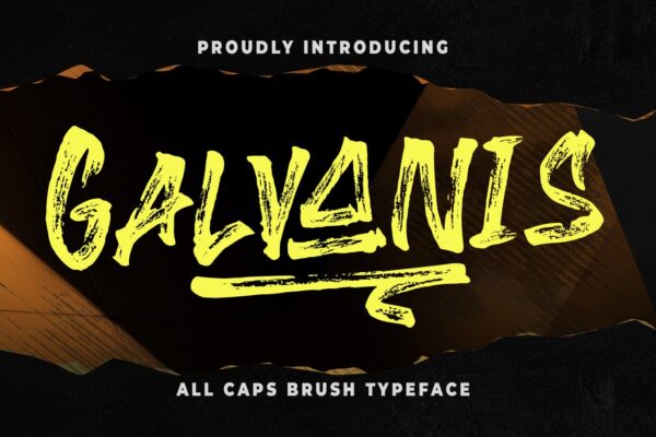 复古涂鸦效果标题品牌徽标Logo手写粗体英文字体素材 Galvanis All Caps Brush Typeface