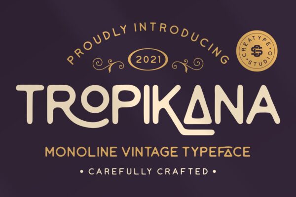 优雅复古海报标题徽标Logo设计无衬线英文字体素材 Tropikana Monoline Vintage Typeface
