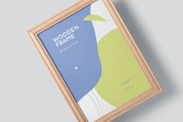A3木制相框艺术品相片展示贴图样机模板 A3 Wooden Picture Frame Mockups