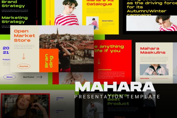 时尚炫彩品牌摄影作品集演示文稿设计Keynote模板 Mahara Keynote