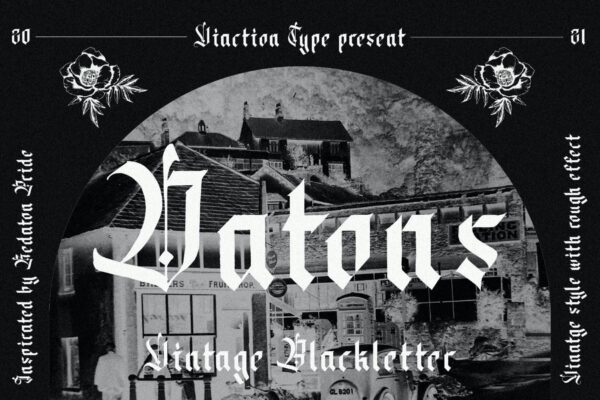 复古幽灵风格海报标签徽标logo设计衬线英文字体素材 Datons – Vintage Blackletter