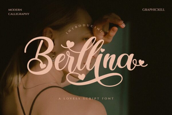 现代优雅时装婚礼徽标logo设计手写英文字体素材 Berllina – Script Font