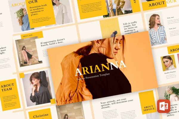 时尚街头服装品牌营销PPT幻灯片设计模板 Arianna – Fashion PowerPoint Template
