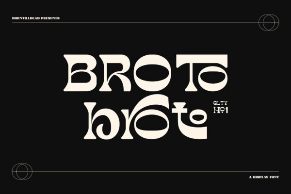 现代逆反差品牌标识标题设计无衬线英文字体素材 Broto – Display font & 100 ligatures
