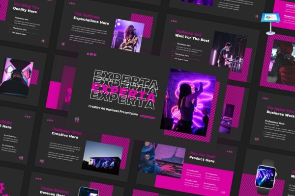 创意霓虹灯效果商业策划演示文稿设计Keynote模板 Experta – Creative Business Keynote Template