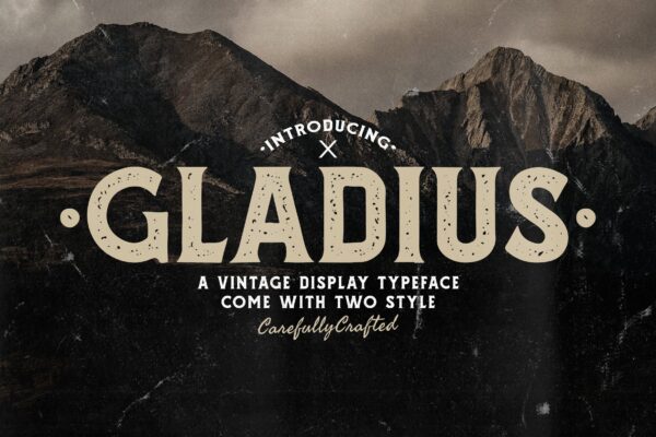 潮流复古广告品牌邀请函徽标logo设计装饰性英文字体素材 Gladius Vintage Display Typeface