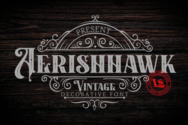 复古海报标签徽标logo设计衬线英文字体素材 Aerishhawk Vintage Font