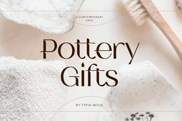 现代优雅品牌杂志标题设计无衬线英文字体素材 Pottery Gifts – Aesthetic Beauty Sans