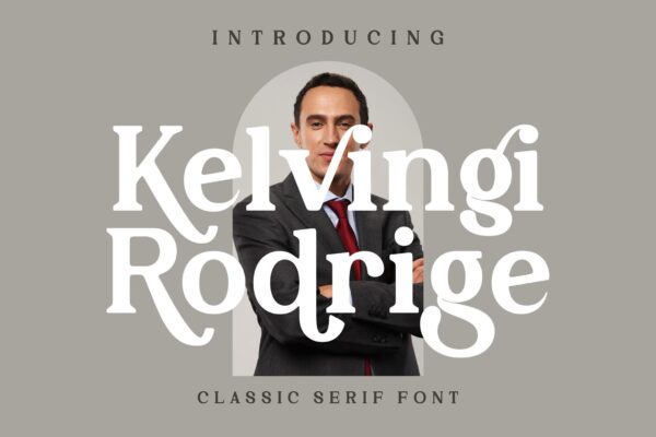 优雅海报邀请函商标设计衬线英文字体素材 Kelvingi Rodrige Serif Font LS