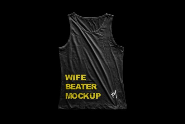 潮流运动吊带背心印花图案设计样机模板 Tank Top Wife Beater Shirt Mockup