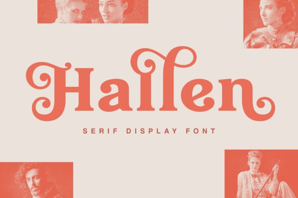 现代经典杂志海报标题Logo设计衬线英文字体下载 Hallen Font