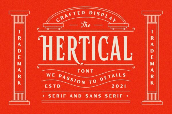 时尚复古标题徽标Logo衬线英文字体下载 Hertical Font