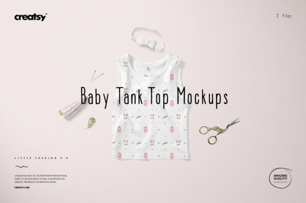 婴儿吊带背心印花图案设计PS样机合集 Baby Tank Top Mockup Set