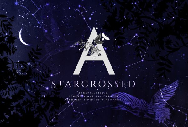 神奇星空字母水墨背景PNG透明图片设计素材 Starcrossed – Starry Design Set