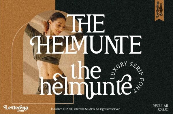 优雅奢华品牌包装标题Logo设计衬线英文字体素材 The Helmunte Font