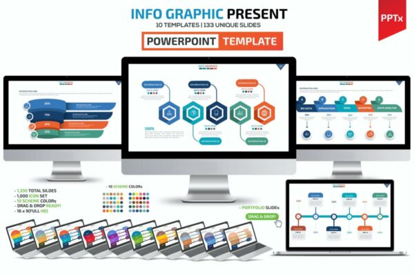 现代简约企业营销策划信息图表主题演讲设计ppt+Keynote模板 Infographics Powerpoint+Keynote