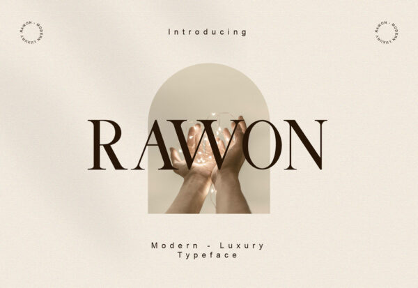现代优雅奢华品牌徽标Logo杂志海报标题设计衬线英文字体素材 Rawon Font