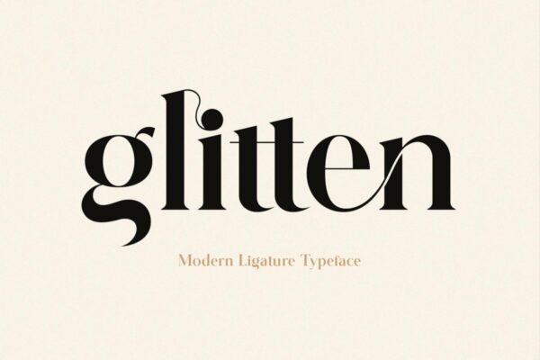 优雅别致杂志社交媒体徽标logo设计衬线英文字体素材 Glitten – Ligature Serif Font