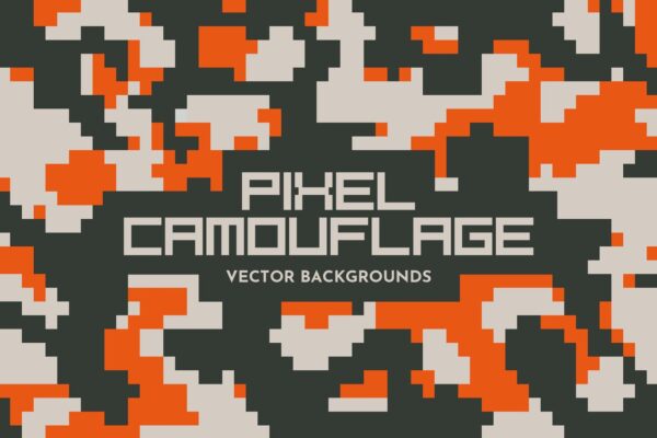 10个抽象像素迷彩海报设计背景矢量素材 Pixel Camouflage Vector Backgrounds