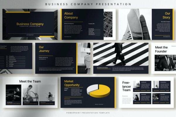 现代优雅商业公司介绍图文排版设计ppt模板 Bold Modern Business Company Presentation