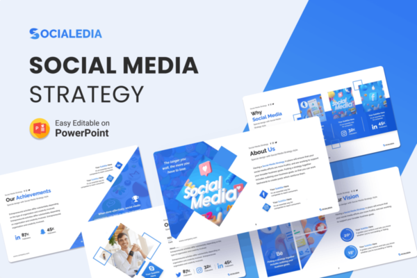现代简约社交媒体策略演示设计ppt模版 Socialedia – Social Media Strategy Presentation