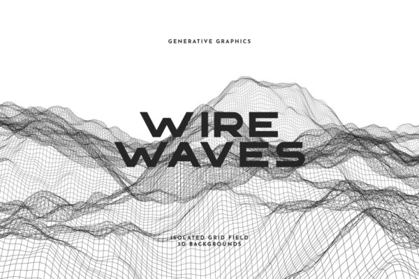 10款黑色流动波浪网格纹理海报设计背景图片合集 Wire Waves Background Set